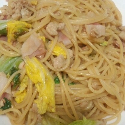 白菜のパスタ初めてでしたが、とっても美味しかったです♪残っていた万能挽肉も入れちゃいました(^^;)ごちそうさまでした！